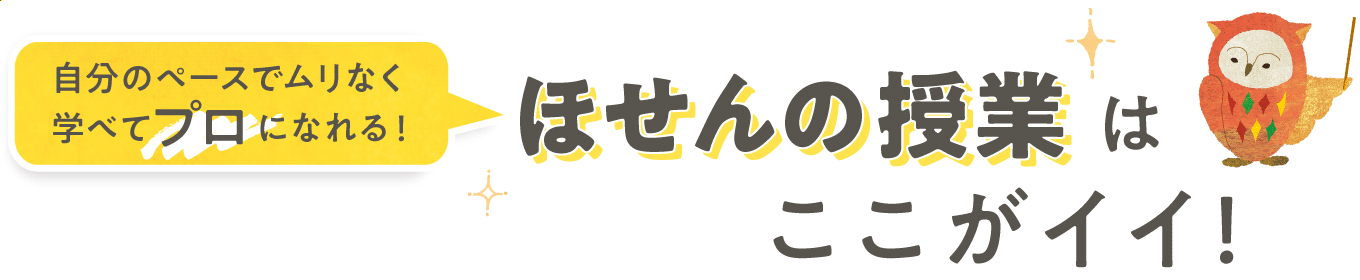 自分のペースでムリなく学べてプロになれる! ほせんの授業はここがイイ!